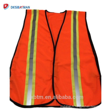 Bon marché 100% Polyester Fluorescent Orange réfléchissant Construction Work Hi Work Gilet de sécurité